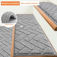 BEQHAUSE Csúszásmentes Lépcsőszőnyeg 22x70cm Gumis Háttal, 15db Szett 3