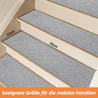 BEQHAUSE Csúszásmentes Lépcsőszőnyeg 22x70cm Gumis Háttal, 15db Szett 8