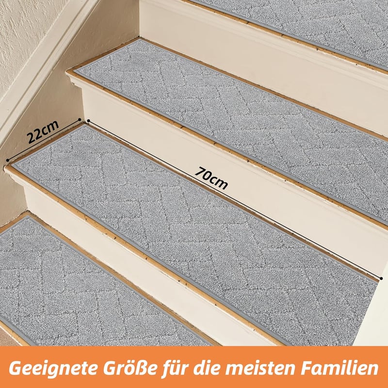 BEQHAUSE Csúszásmentes Lépcsőszőnyeg 22x70cm Gumis Háttal, 15db Szett