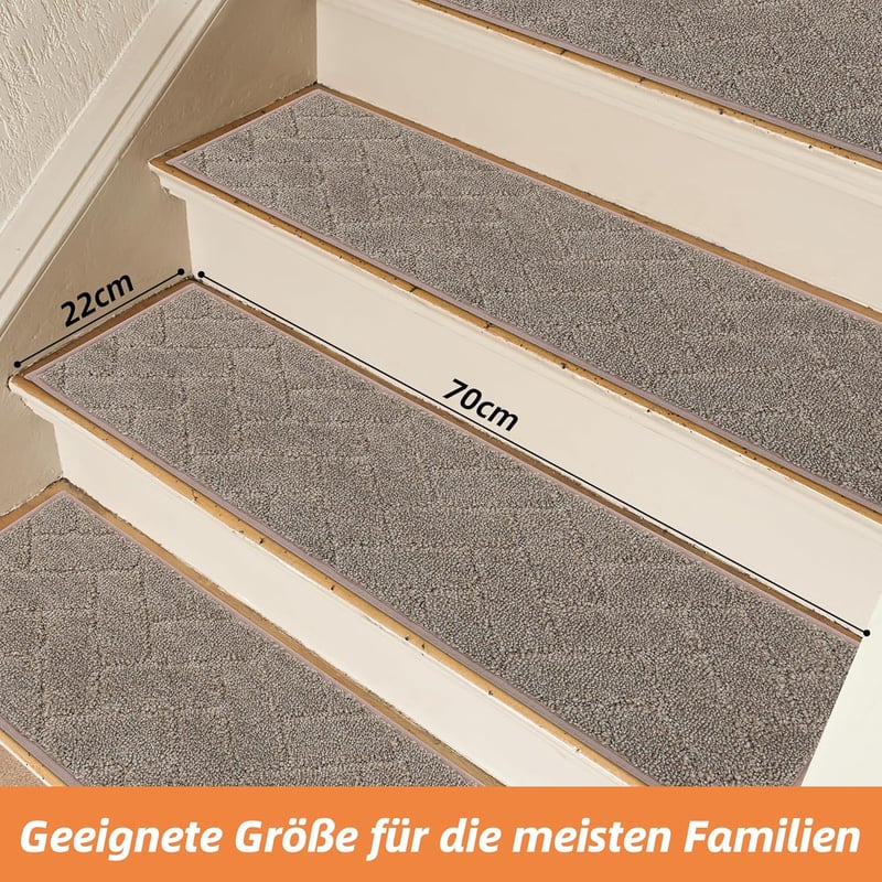 BEQHAUSE Csúszásmentes Lépcsőszőnyeg 22x70cm Gumis Háttal, 15db Szett