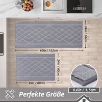 BEQHAUSE Konyhai Futóanyag 2 db, Csúszásmentes Mosható Szőnyeg 60x89+60x152cm 2