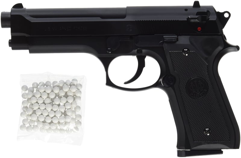 Beretta M9 World Defender Airsoft pištolj s oprugom, 0,5 džula, crni, s 100 komada 6 mm BB kuglica, za sportsku igru soft air