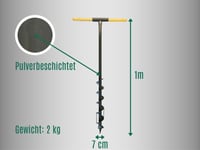 Zemný vrták Berger + Schröter 50206, 7 cm, vrták na koly, vrták na oplotenie, 1 ks, hĺbka 100 cm 2