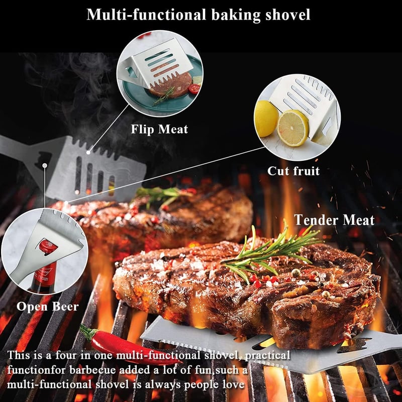 Berglander 10 részes rozsdamentes grillezés kiegészítő szett tartóval