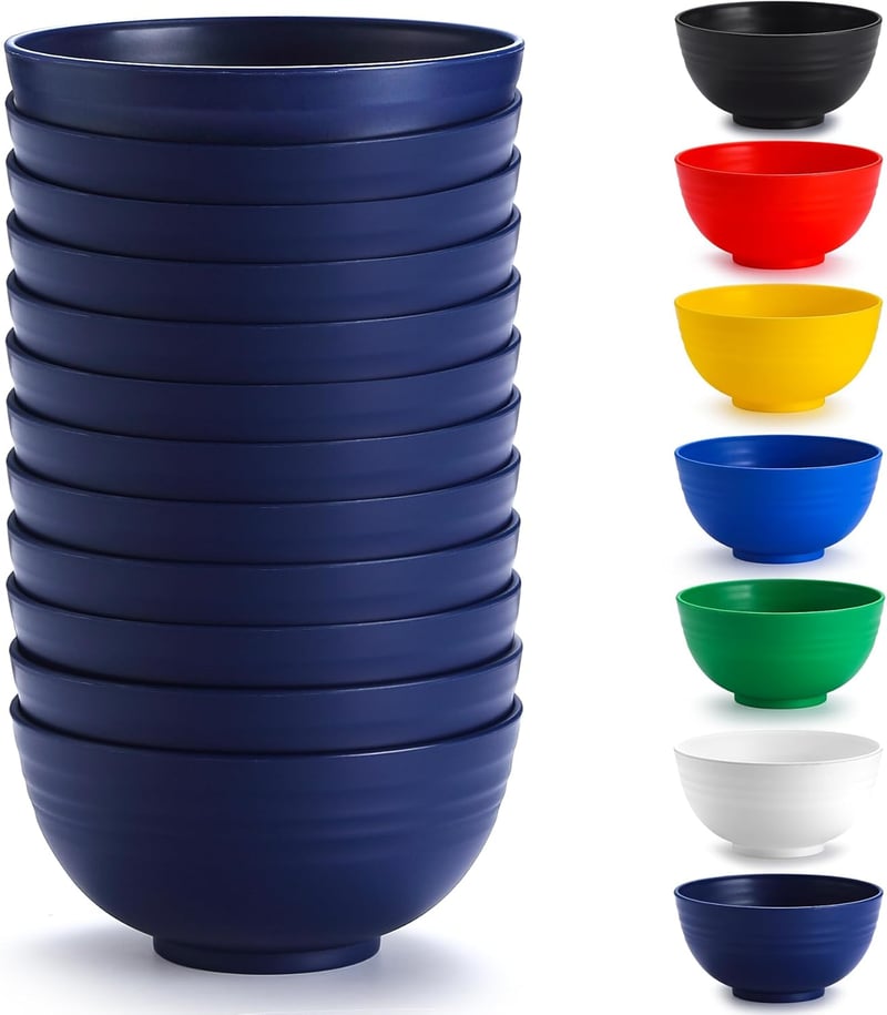 Berglander 12 részes műanyag tál szett 750 ml kék ramen leves gabonapehely tál