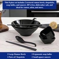 Súprava mís na ramen Berglander 2 x 1200 ml s miskami na dip, paličkami a lyžicami, nerozbitný plast na rezancové polievky pho, udon, wonton 3