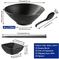 Súprava mís na ramen Berglander 2 x 1200 ml s miskami na dip, paličkami a lyžicami, nerozbitný plast na rezancové polievky pho, udon, wonton 2