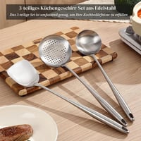 Súprava náčinia na wok Berglander 3 ks, 43,5 cm, nerezová obracačka, naberačka a varecha, žiaruvzdorné náčinie na wok 3