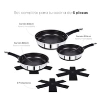 Set 6 piese tigăi din oțel inoxidabil Bergner Baster 20 + 24 + 28 cm cu mâner tubular, înveliș antiaderent, mâner din silicon, inducție 2