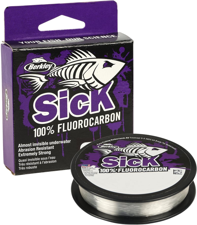 Berkley Sick Fluorocarbon Náväzcový vlasec 50 m – Priehľadný fluorokarbónový náväzec, rýchlo potápavý a neviditeľný pre lov dravcov