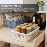Berlona Kaja set košara za pohranu, 8 komada, 20 x 10 x 5 cm, bijele, organizator za ladice, kuhinja i kupaonica, fleksibilna plastika, otvoren dizajn 5