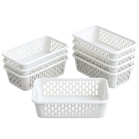 Berlona Kaja set košara za pohranu, 8 komada, 20 x 10 x 5 cm, bijele, organizator za ladice, kuhinja i kupaonica, fleksibilna plastika, otvoren dizajn 1