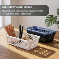 Berlona Kaja set košara za pohranu, 8 komada, 20 x 10 x 5 cm, bijele, organizator za ladice, kuhinja i kupaonica, fleksibilna plastika, otvoren dizajn 4