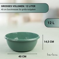Berlona univerzalna zdjela 12 L, Ø 40 cm, boja kadulje - Čvrsta, složiva, rub za izlijevanje bez kapanja, površina jednostavna za čišćenje 2