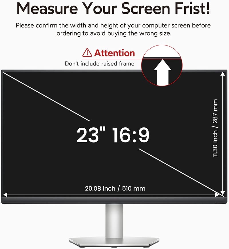 BERSEM 23 Inch Monitorszűrő Privát Képernyővédelem Anti-Glare Kékfény Filter
