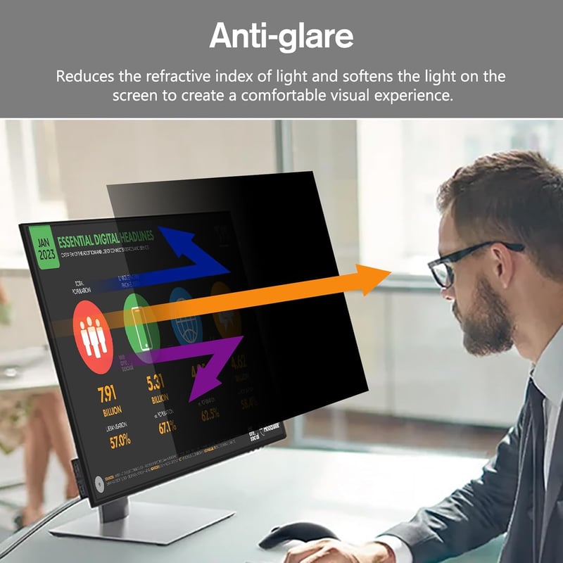 BERSEM 23 Inch Monitorszűrő Privát Képernyővédelem Anti-Glare Kékfény Filter