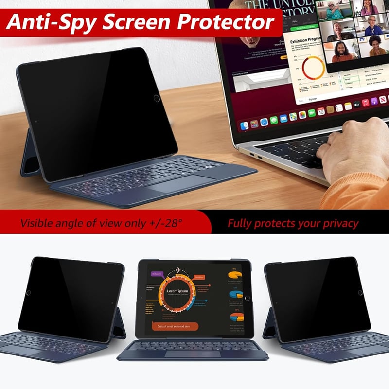 BERSEM iPad 10.2" Adatvédelmi Üvegfólia 9H Tempered Glass 9./8./7. Generáció - iPad 10.2" (2019-2021, Gen 7-9)
