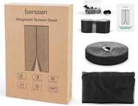 berssen Mágneses Szúnyogháló Erkélyajtóra 100x240 cm - Erős Mágnesekkel, 3,8 cm Tépőzárral, Fúrás Nélkül Szerelhető Rovarháló Teraszajtóra,  6