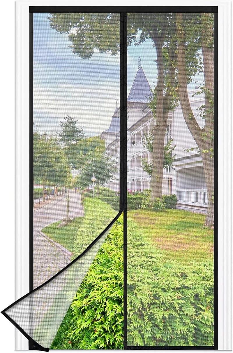 berssen Mágneses Szúnyogháló Erkélyajtóra 100x240 cm - Erős Mágnesekkel, 3,8 cm Tépőzárral, Fúrás Nélkül Szerelhető Rovarháló Teraszajtóra, 