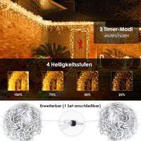 BESCOST 10m 400 LED-es jégcsap fényfüzér távirányítóval, vízálló, 8 üzemmód 5