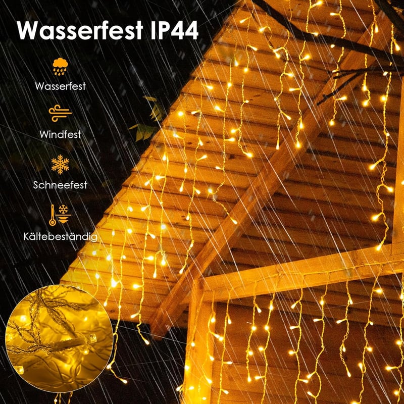 BESCOST 10m 400 LED-es jégcsap fényfüzér távirányítóval, vízálló, 8 üzemmód