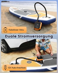 Elektrická SUP pumpa BESCOST s akumulátorom, 20 PSI, 3 dosky na jedno nabitie, dvojstupňová pumpa s automatickým zastavením pre kajaky, člny a stany, rýchlonabíjanie USB-C 6