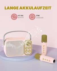 BESCOST Karaoke Gép 2 Mikrofonnal, Bluetooth Karaoke Rendszer 7 Hangeffektussal 4