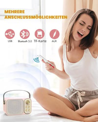 BESCOST Karaoke Gép 2 Mikrofonnal, Bluetooth Karaoke Rendszer 7 Hangeffektussal 5