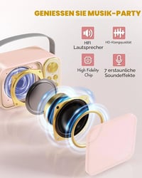 BESCOST Karaoke Gép 2 Mikrofonnal, Bluetooth Karaoke Rendszer 7 Hangeffektussal 3