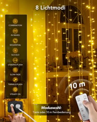 BESCOST LED fényfüggöny 1200 LED 12x3m 8 mód távirányító vízálló 2