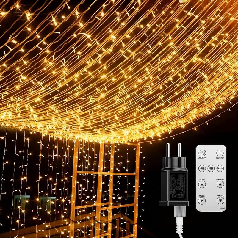 BESCOST LED fényfüggöny 1200 LED 12x3m 8 mód távirányító vízálló