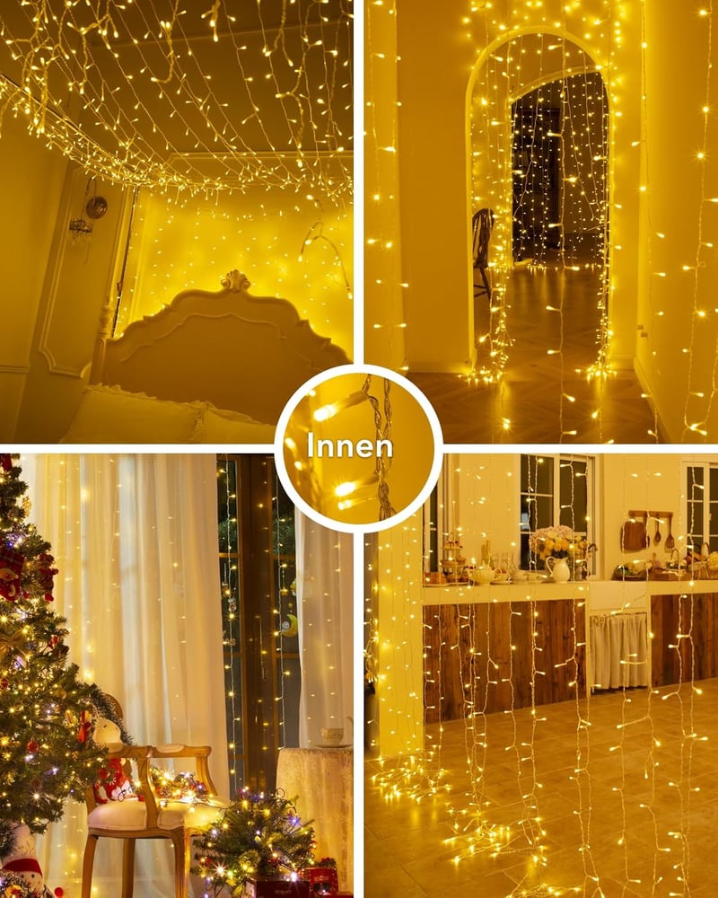 BESCOST LED fényfüggöny 1200 LED 12x3m 8 mód távirányító vízálló