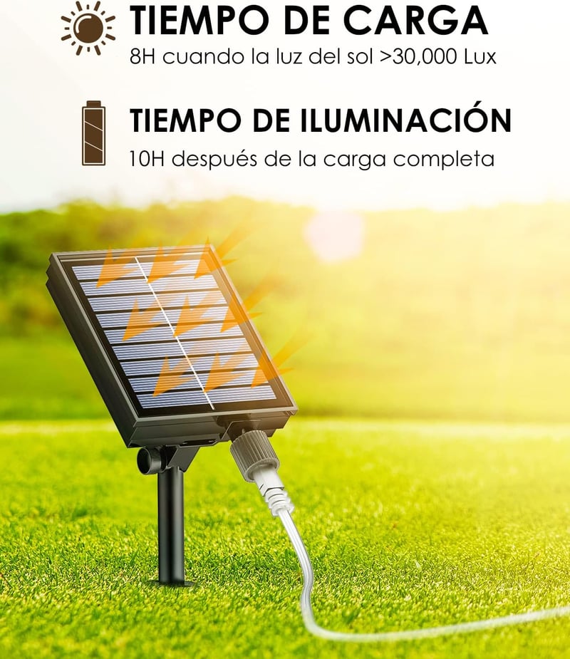 BESCOST Napelemes LED Fényfüzér Kültéri 2x15m 150LED IP65 Vízálló