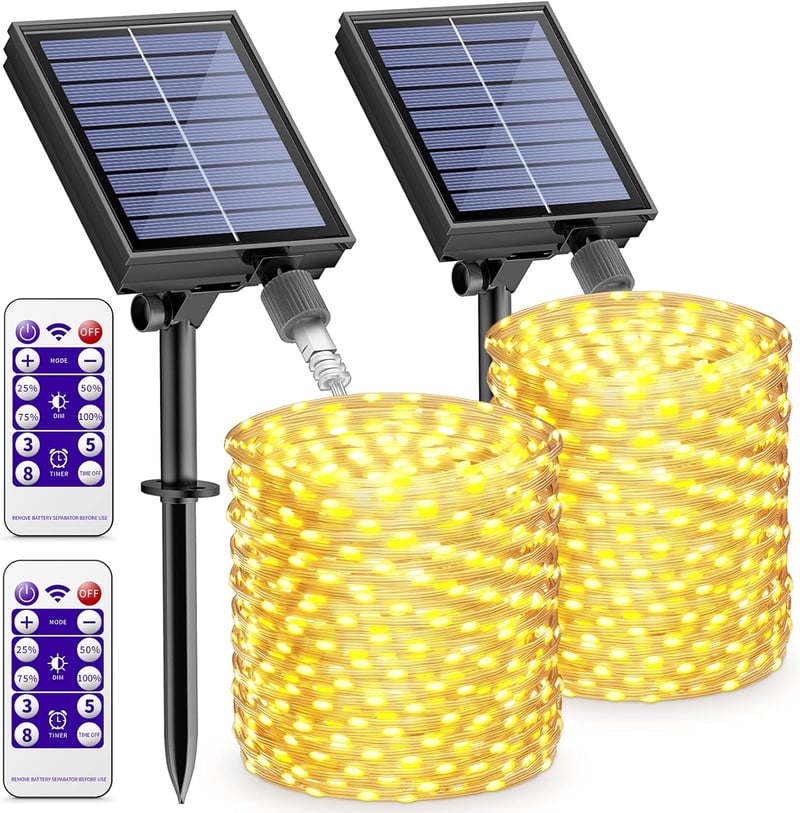 BESCOST Napelemes LED Fényfüzér Kültéri 2x15m 150LED IP65 Vízálló
