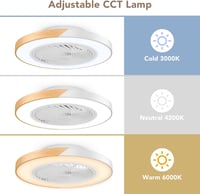 BESCOST RGB LED Mennyezeti Lámpa Ventilátorral - 3 Színhőmérséklet, 6 Sebességfokozat, 4500lm, Távirányítós, Időzíthető, Fehér-Fa Színű 3