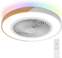 BESCOST RGB LED Mennyezeti Lámpa Ventilátorral - 3 Színhőmérséklet, 6 Sebességfokozat, 4500lm, Távirányítós, Időzíthető, Fehér-Fa Színű 1
