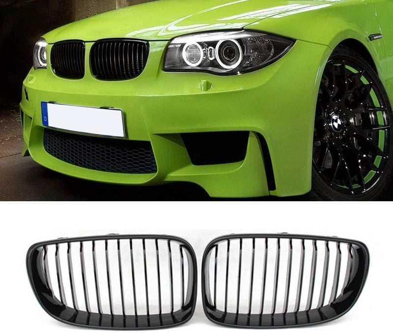 Beside_Auto 2x Fényes Fekete Elülső Rács E81 E82 E87 E88 LCI 2008-2011