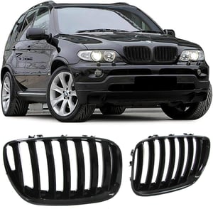 Grilă bară față Beside_Auto X5 E53 2004-2006, negru lucios, set