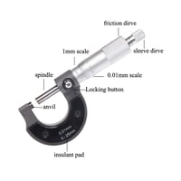Beslands Mikrométer 0-25mm Mérőcsavar 0.01mm Pontosság Metrikus 3