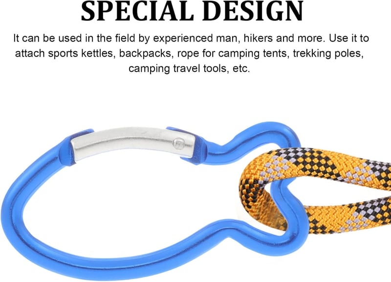 BESPORTBLE 10db Hal Alakú Karabiner Horog Alumínium Rugós Csattal Kempinghez