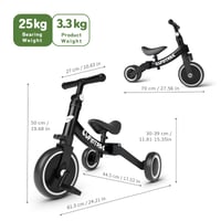 Detská trojkolka a odrážadlo Besrey Elfintrike 5 v 1 pre deti od 1 do 5 rokov, čierna — časť jedného pedála je zlomená (stav: pozri 2. obrázok) 8
