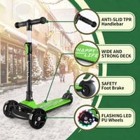 Detská kolobežka besrey so svietiacimi LED kolieskami, skladacia, nastaviteľná výška v 4 úrovniach, široká nášľapná plocha, nosnosť 50 kg, pre deti od 2 do 8 rokov, pre chlapcov aj dievčatá 3