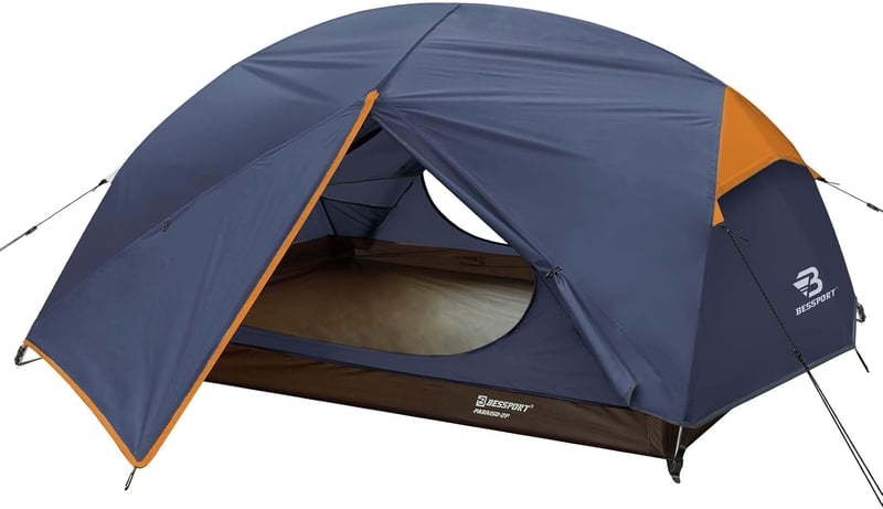 Bessport 2-3 személyes camping sátor 2 ajtóval, ultralight, vízálló, szellőztetett, 4 évszakos kupola sátor
