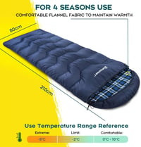 Bessport Hálózsák Kempingezéshez - 3-4 Évszakos, -8°C-ig, Vízálló, Flanelbéléses, Könnyű Túrazsák Felnőtteknek, 210x80cm, Sötétkék 2