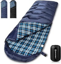 Bessport Hálózsák Kempingezéshez - 3-4 Évszakos, -8°C-ig, Vízálló, Flanelbéléses, Könnyű Túrazsák Felnőtteknek, 210x80cm, Sötétkék 1