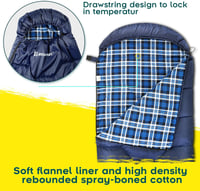 Bessport Hálózsák Kempingezéshez - 3-4 Évszakos, -8°C-ig, Vízálló, Flanelbéléses, Könnyű Túrazsák Felnőtteknek, 210x80cm, Sötétkék 3