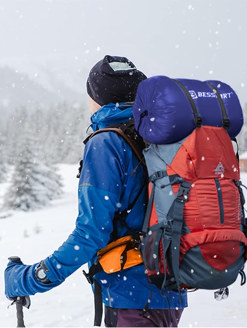 Bessport Múmia Hálózsák -10°C -15°C 4 Évszakos Vízlepergető Túra Kemping Hálózsák Felnőtteknek 198cm-ig Kék