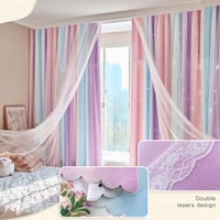 Best Baisite zatemňovací záves do detskej izby, 2 ks, dvojvrstvový s hviezdičkami, pre dievčatá, ružovo-modro-fialový, 132x175 cm 7