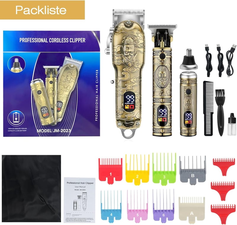 Bestauty 2-in-1 Hajvágó és Szakállvágó Készlet - Vízálló Orr- és Fülszőrzet Trimmelő, 2500 mAh Akkumulátor, Barna Színben - Brown