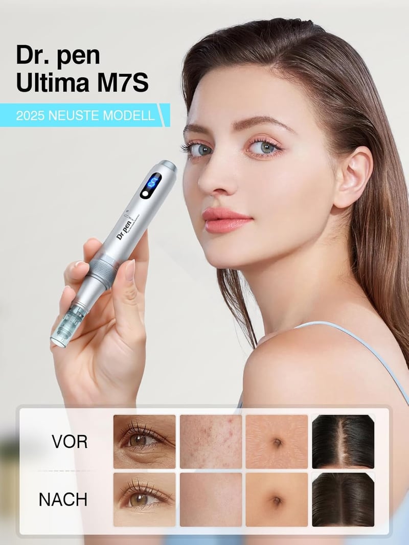 Bestauty Dr. pen Ultima M7S Vezeték Nélküli Mikrotűs Bőrfiatalító Toll - 2025 Legújabb Modell Ráncok Ellen 27 Cserélhető Fejjel (Ezüst)